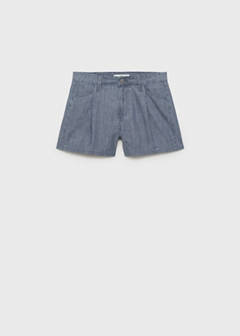 Striped denim shorts with pleats — Blue 6