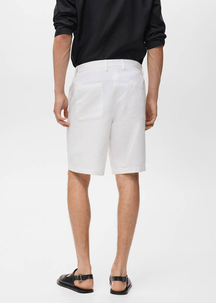 Linen-blend shorts with an elastic waistband — Off White