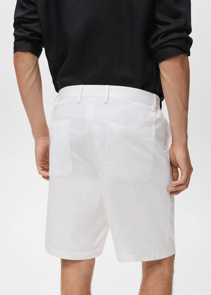 Linen-blend shorts with an elastic waistband — Off White