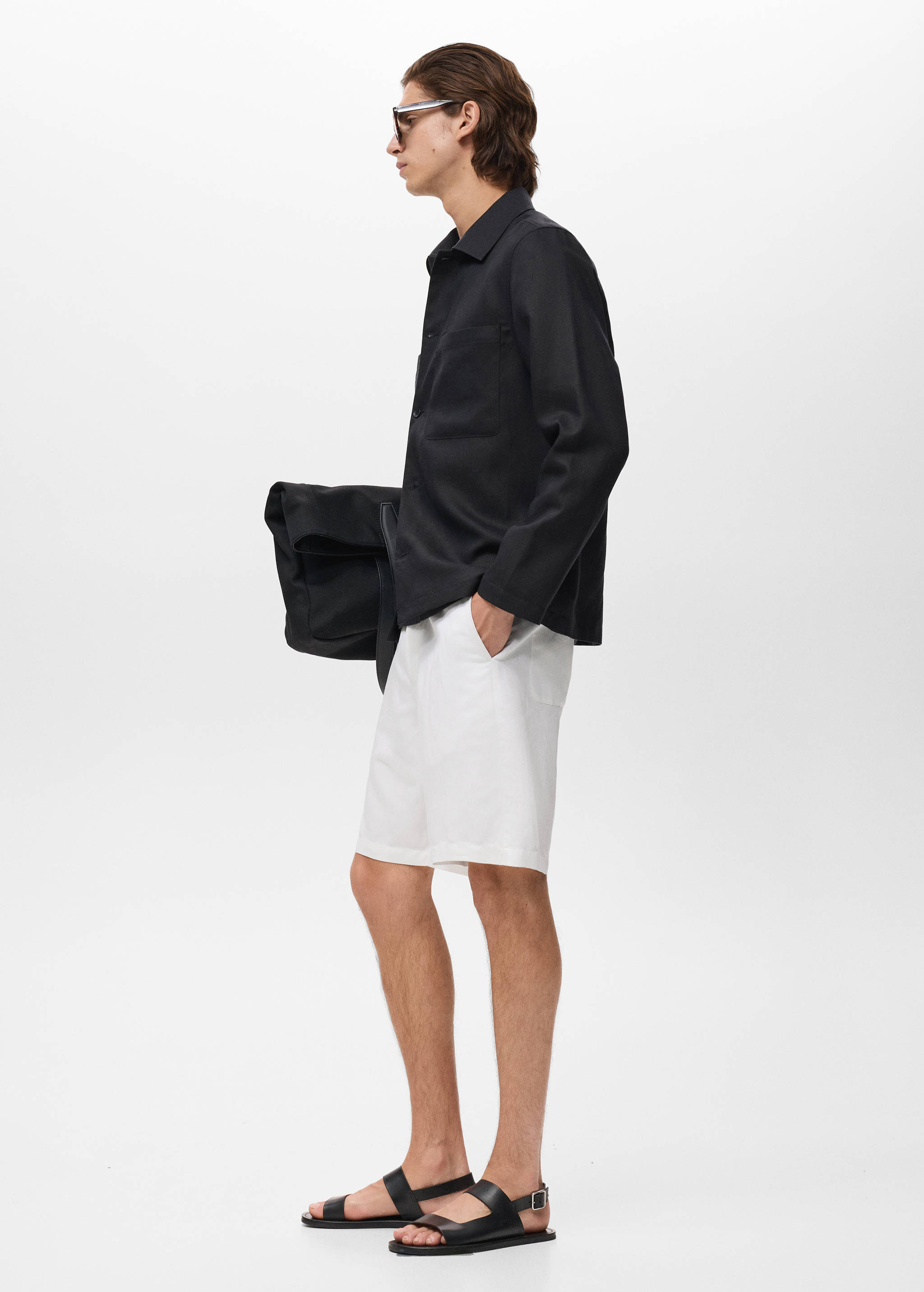 Linen-blend shorts with an elastic waistband - Details of the article 2
