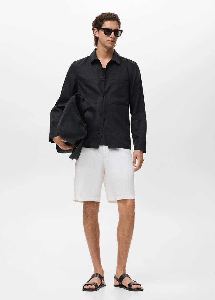 Linen-blend shorts with an elastic waistband — Off White