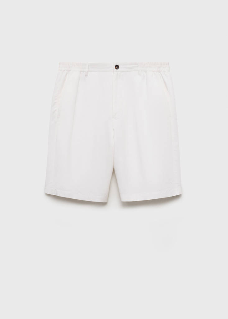 Linen-blend shorts with an elastic waistband — Off White