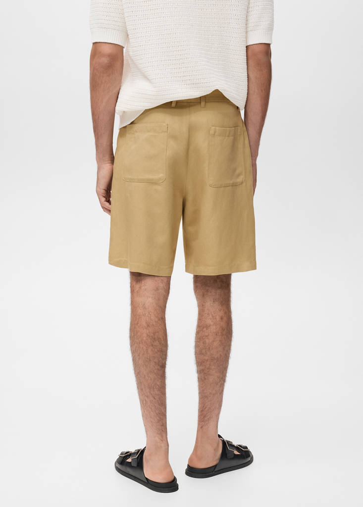 Linen-blend shorts with an elastic waistband — Beige
