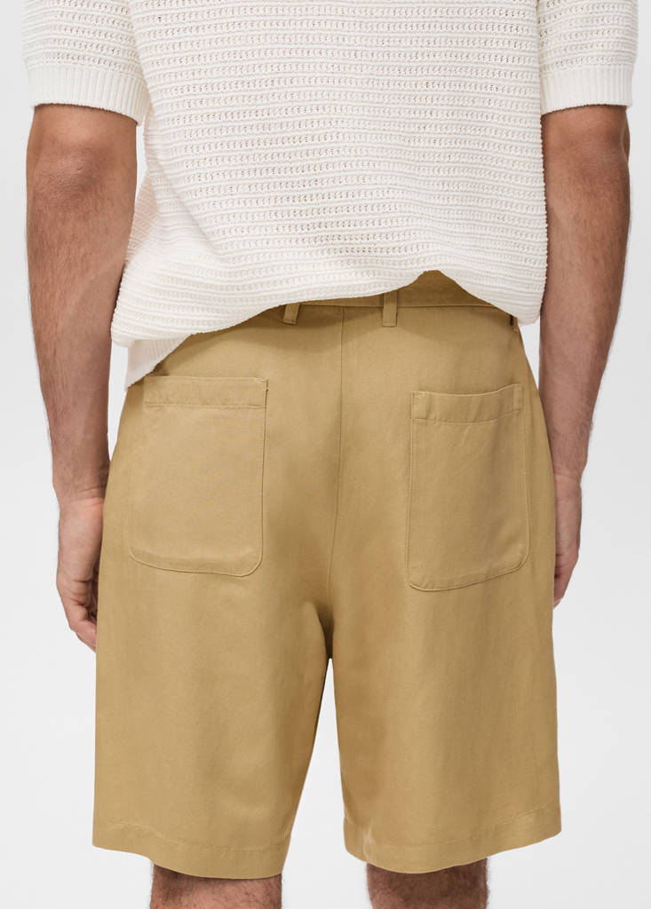 Linen-blend shorts with an elastic waistband — Beige