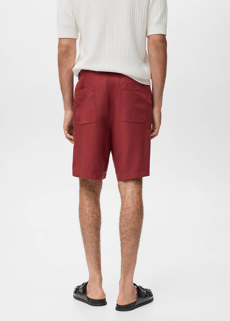 Linen-blend shorts with an elastic waistband — Cherry