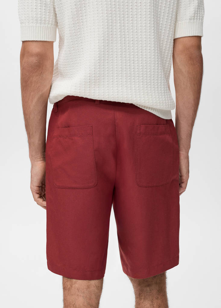 Linen-blend shorts with an elastic waistband — Cherry