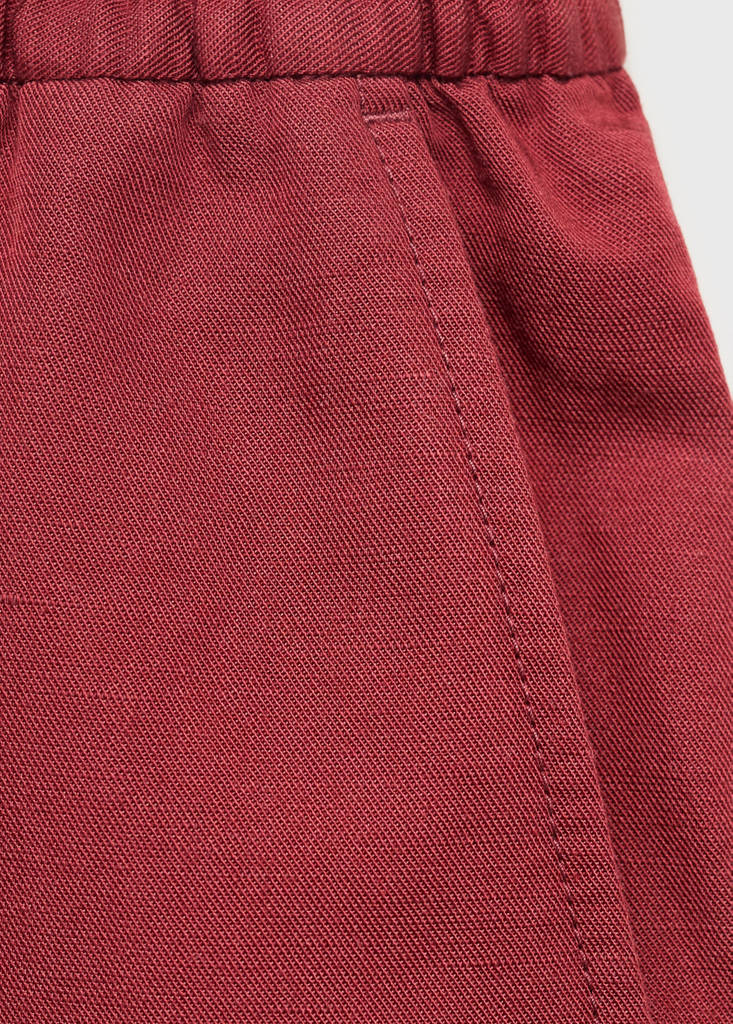 Linen-blend shorts with an elastic waistband — Cherry
