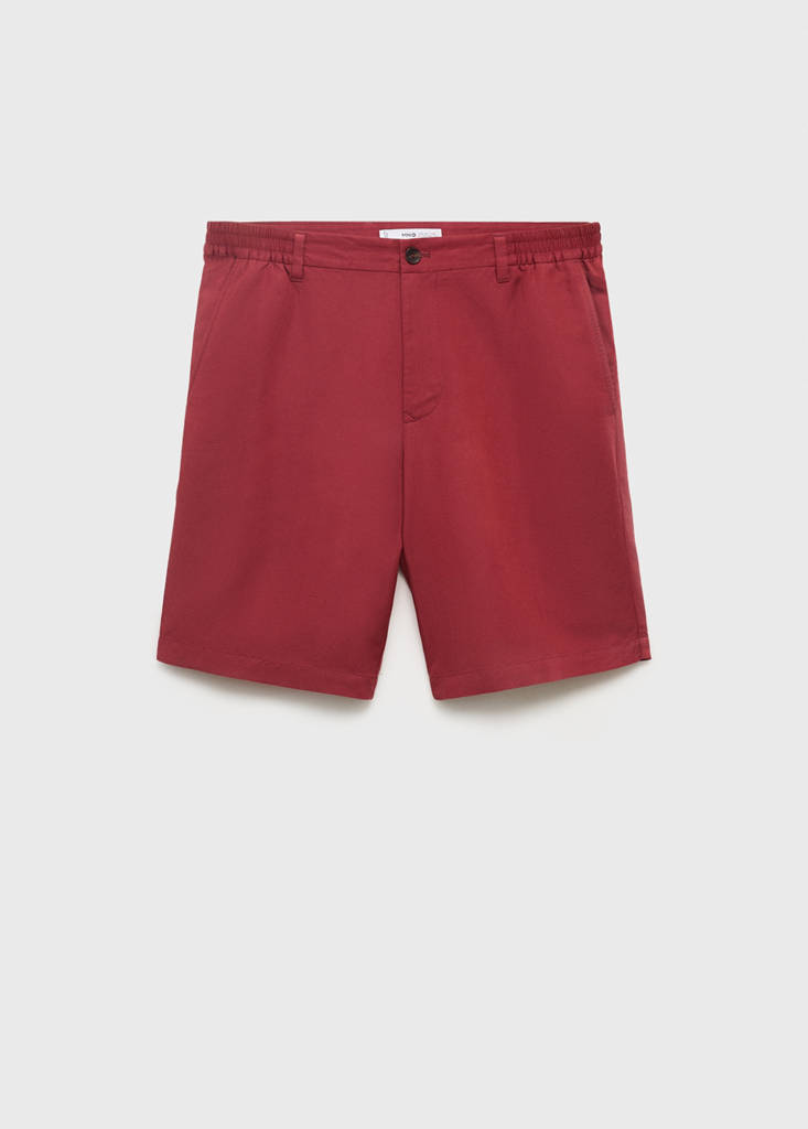 Linen-blend shorts with an elastic waistband — Cherry
