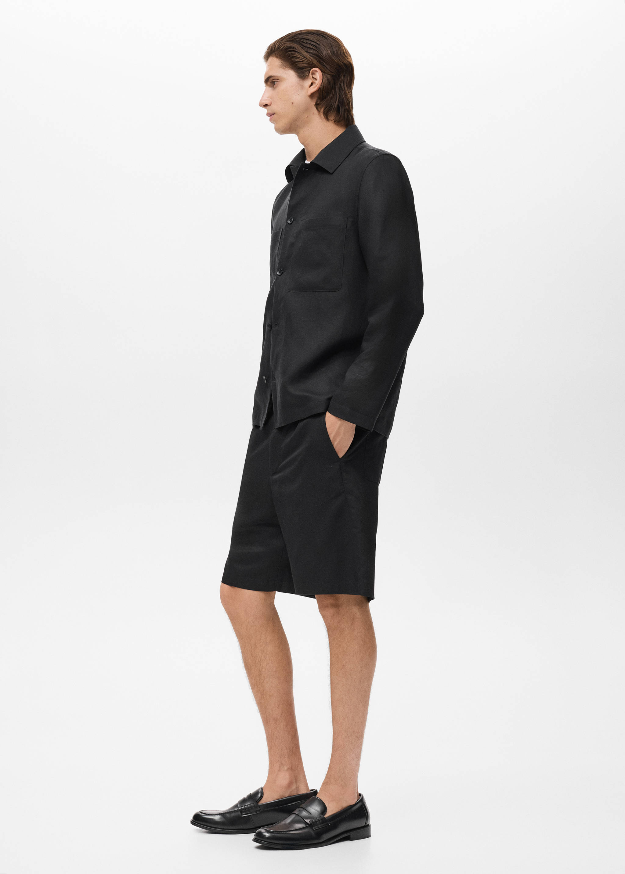 Linen-blend shorts with an elastic waistband - Details of the article 2