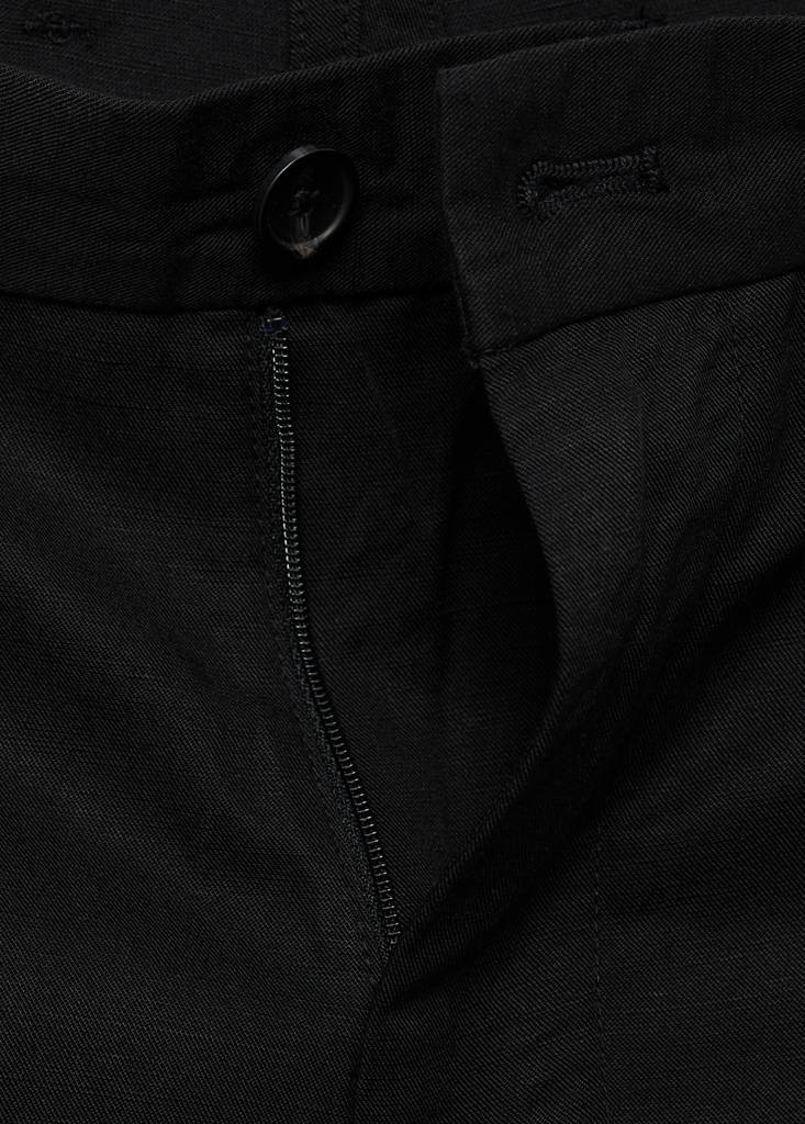 Linen-blend shorts with an elastic waistband — Black