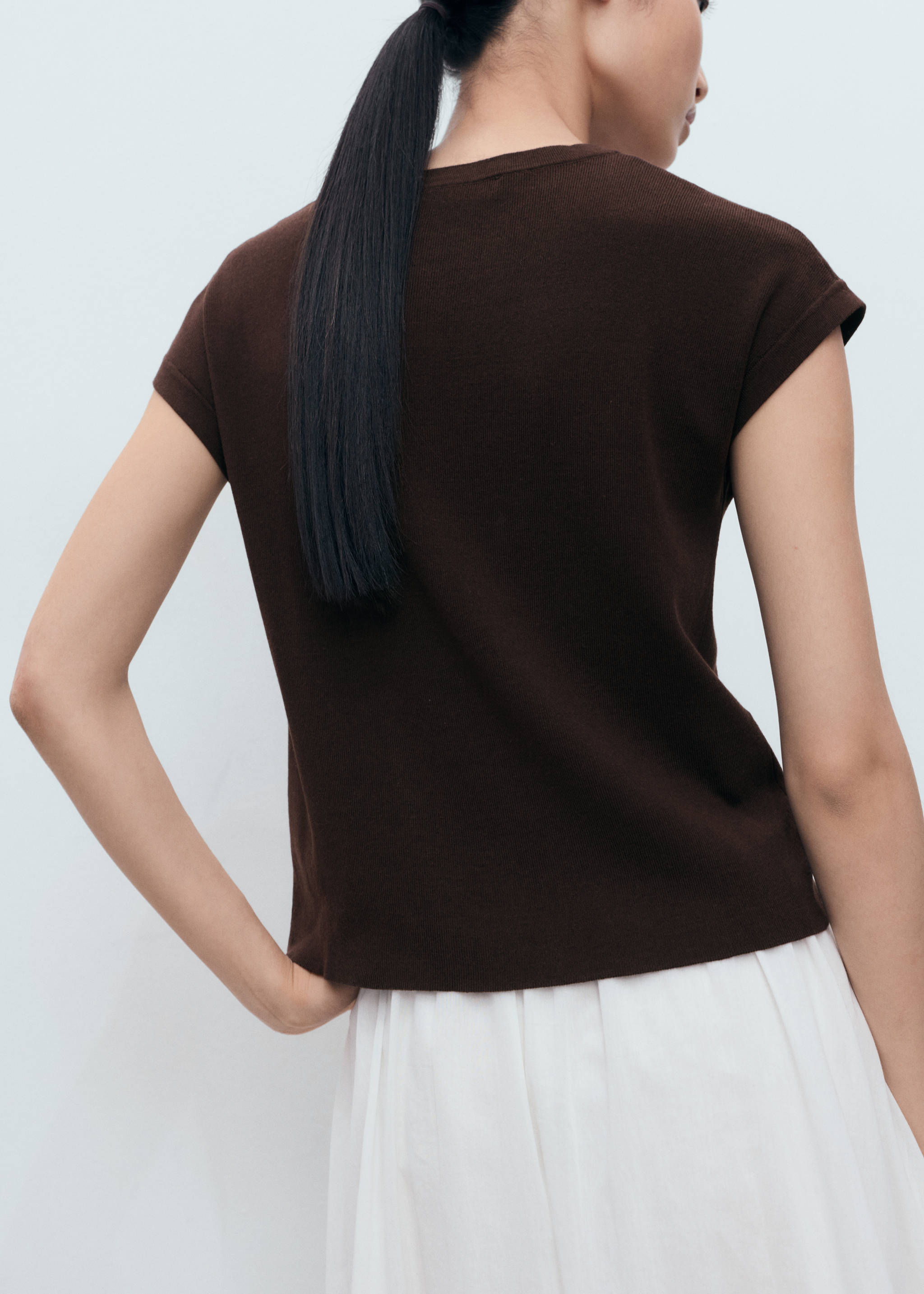 Short-sleeved knitted cotton sweater - Reverse of the article