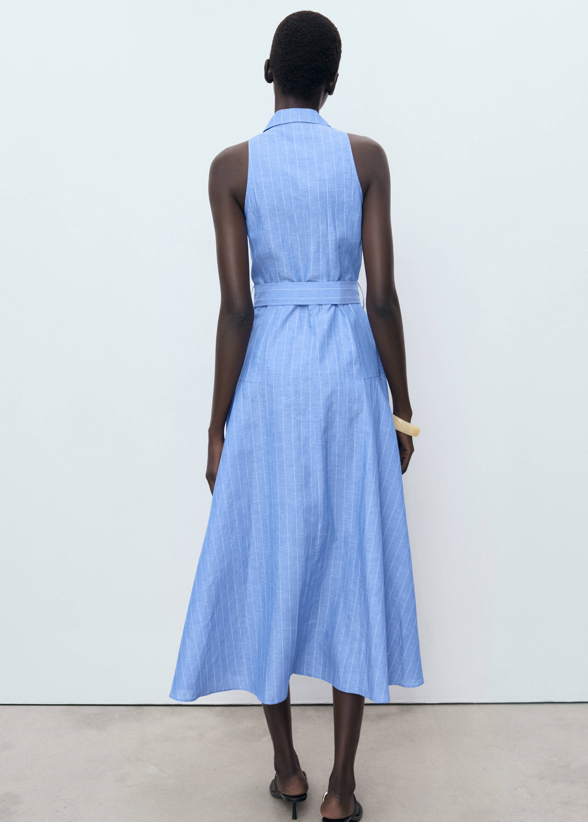 Striped linen-blend shirt-style dress - Reverse of the article