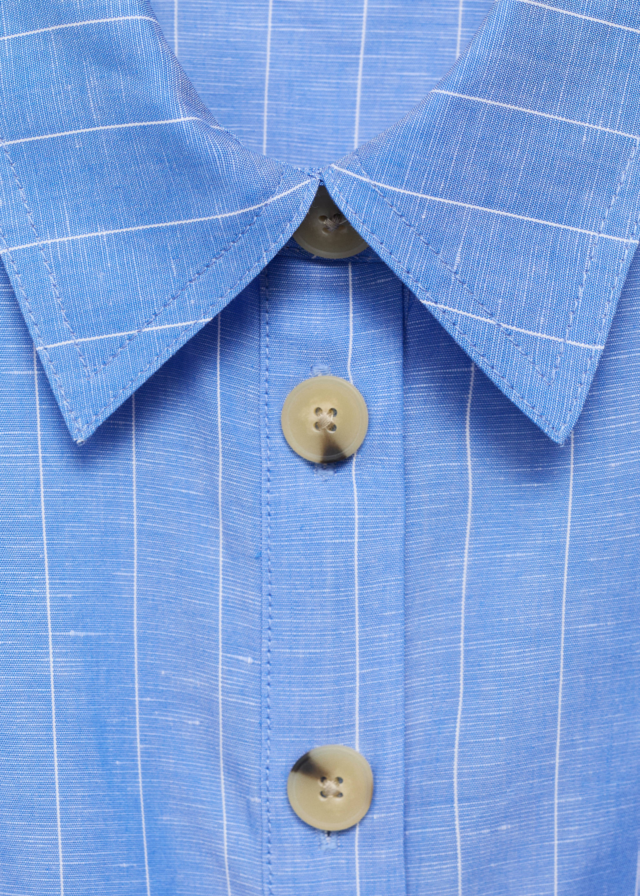 Striped linen-blend shirt-style dress - Details of the article 0
