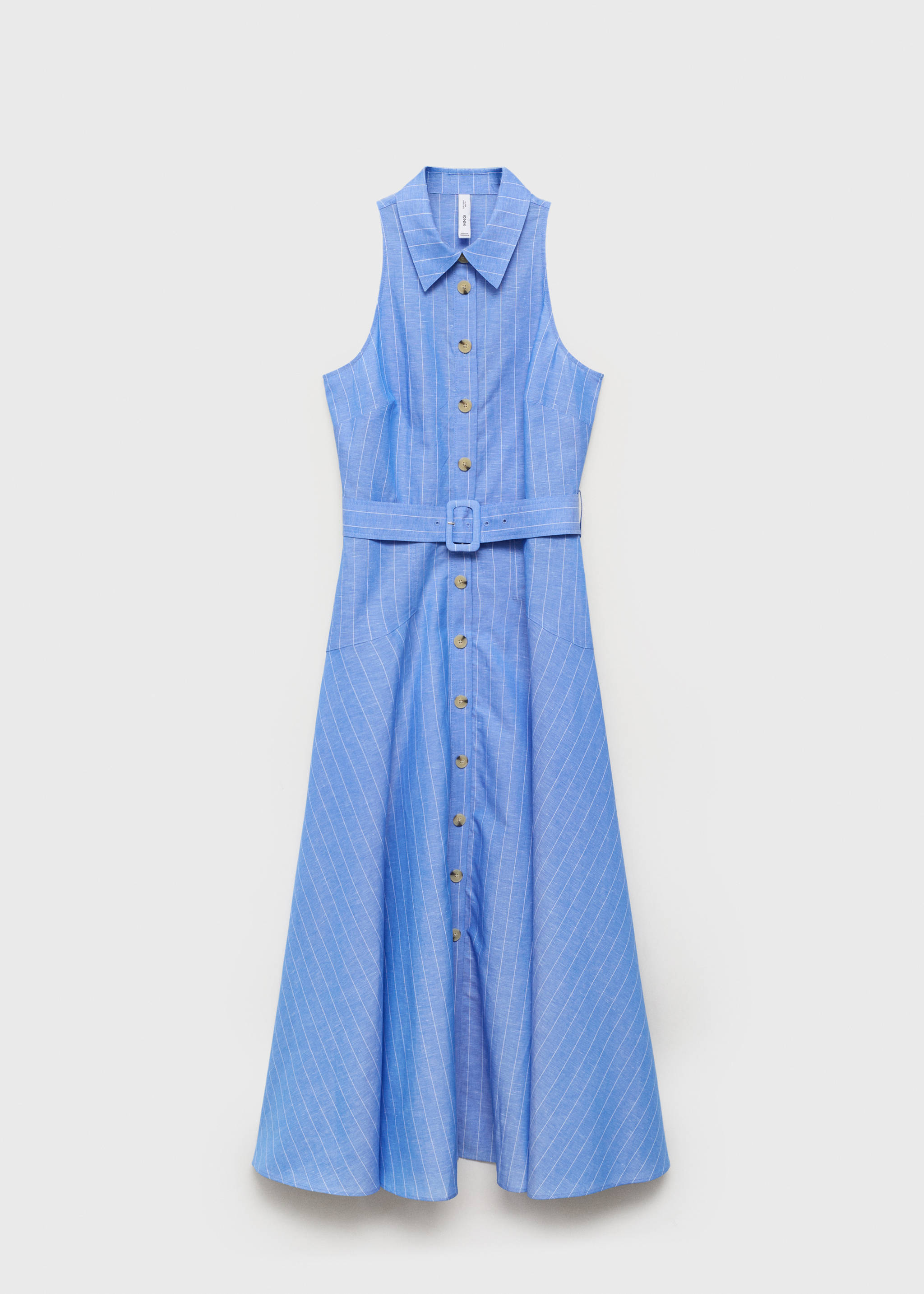 Striped linen-blend shirt-style dress - Article without model