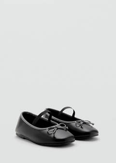 Two-tone ballet flats with bow — Black 2