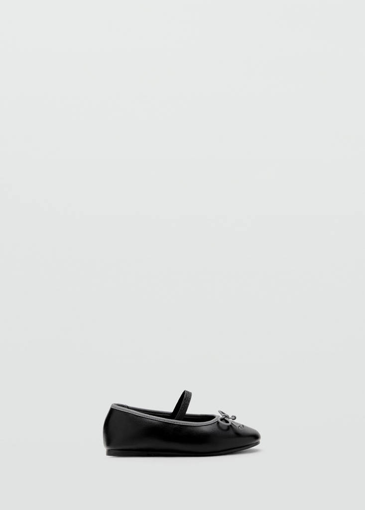 Two-tone ballet flats with bow — Black