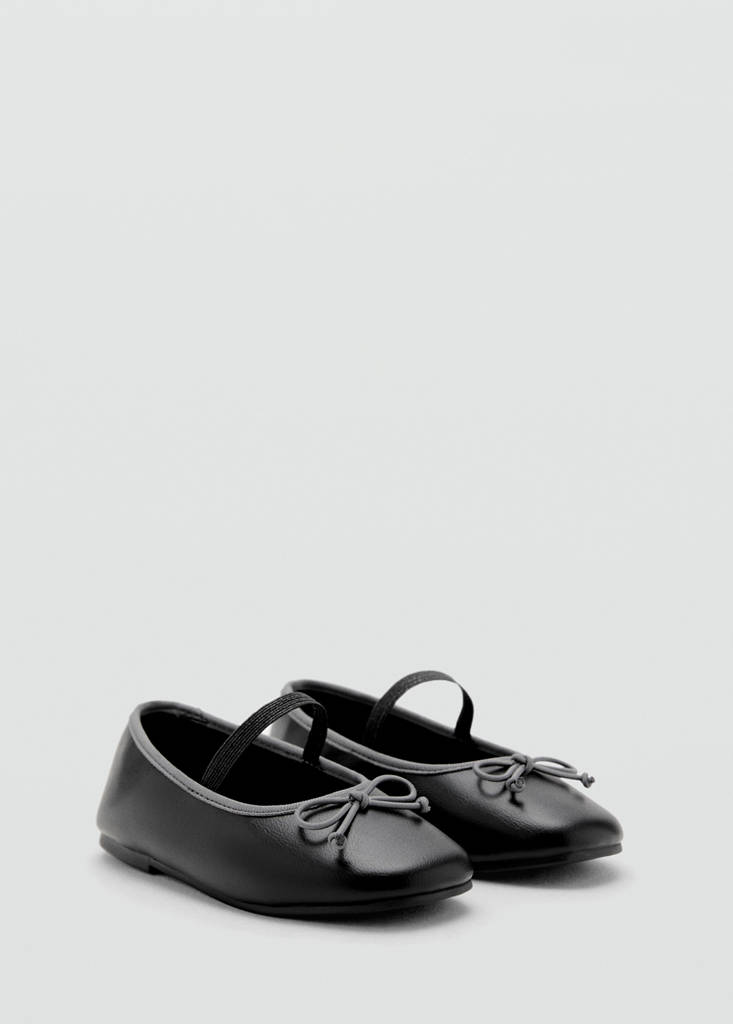 Two-tone ballet flats with bow — Black