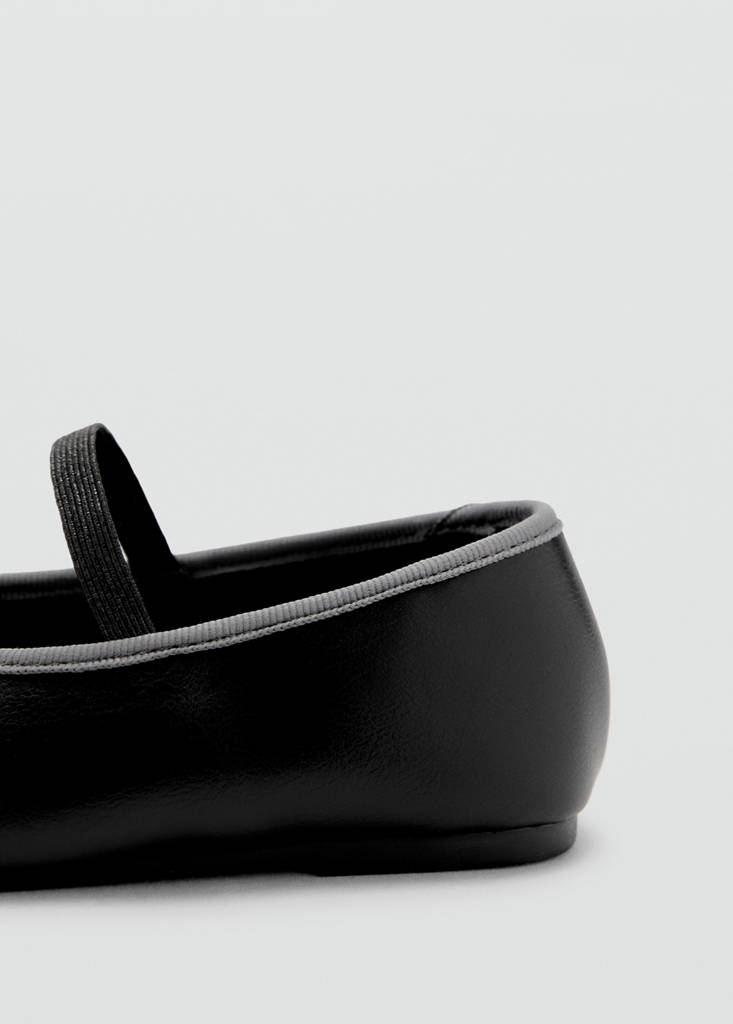 Two-tone ballet flats with bow — Black