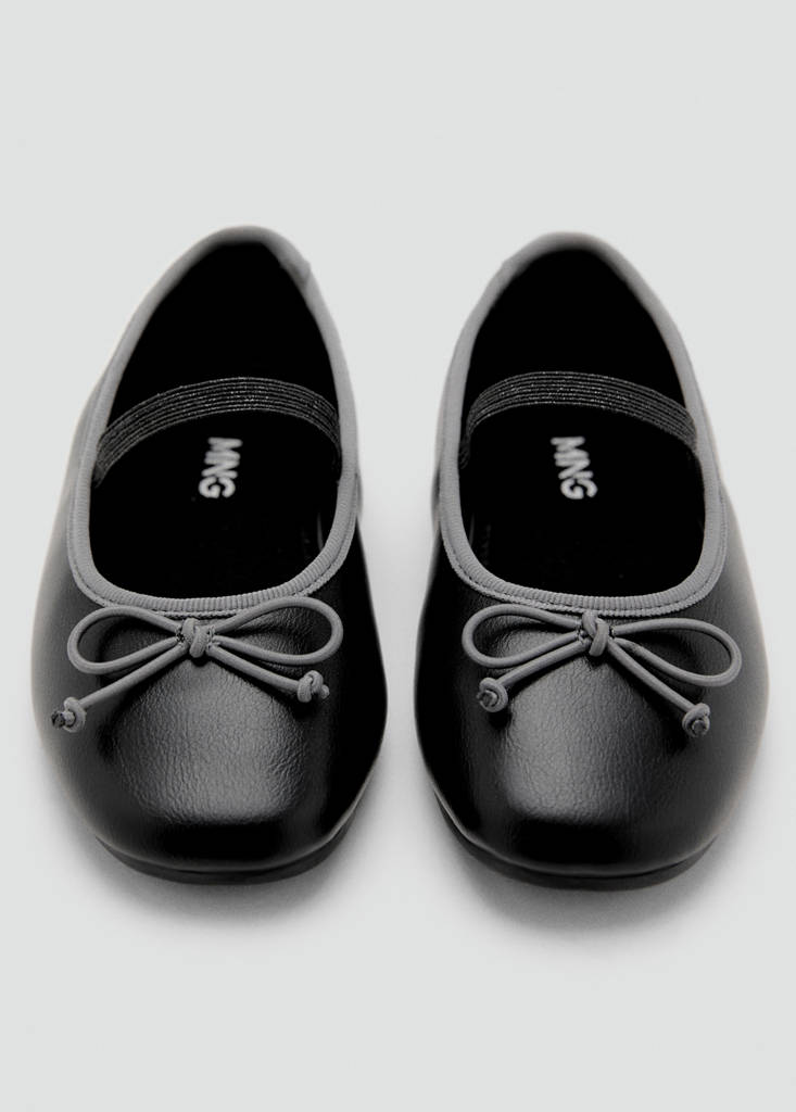 Two-tone ballet flats with bow — Black