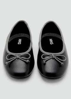 Two-tone ballet flats with bow — Black 10