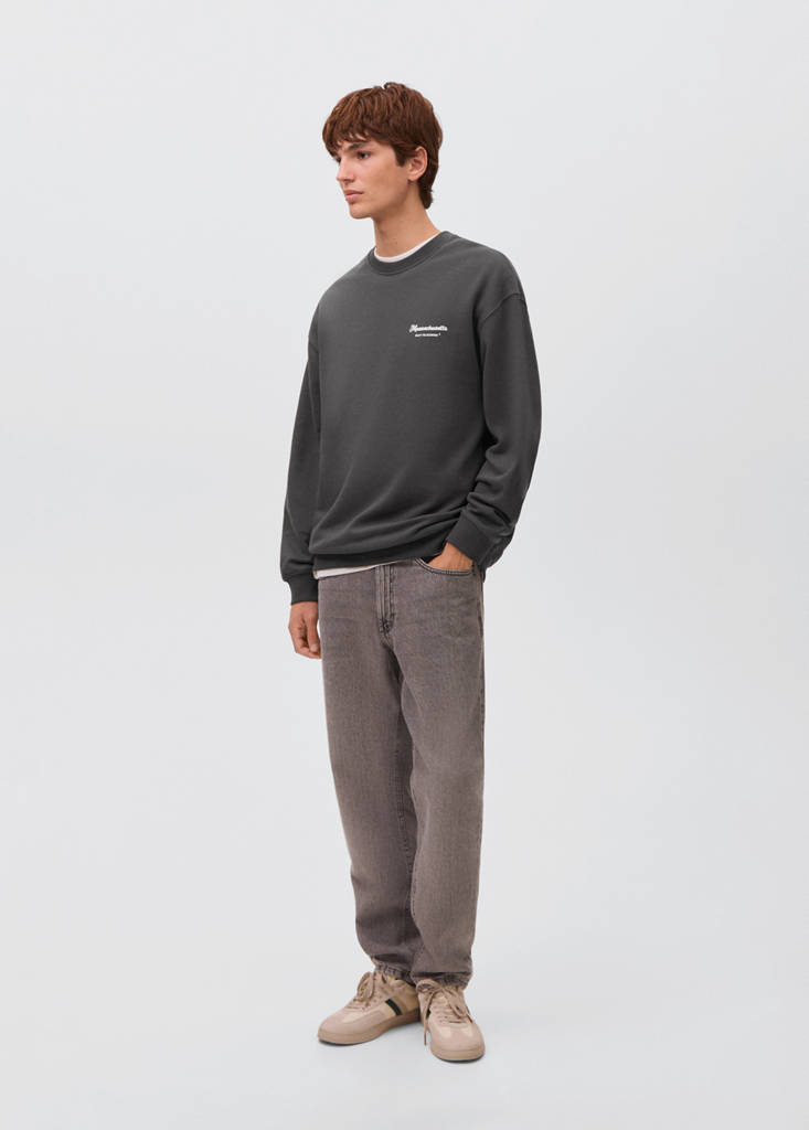 Printed cotton sweatshirt — Charcoal