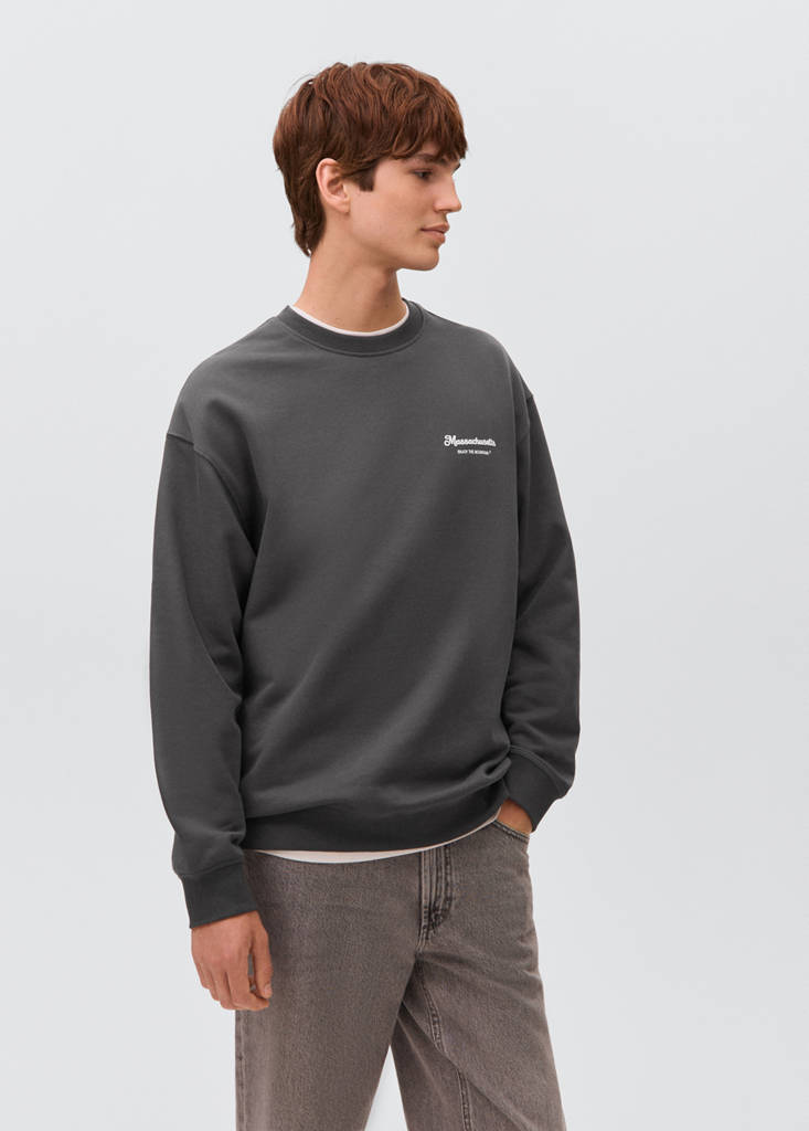 Printed cotton sweatshirt — Charcoal