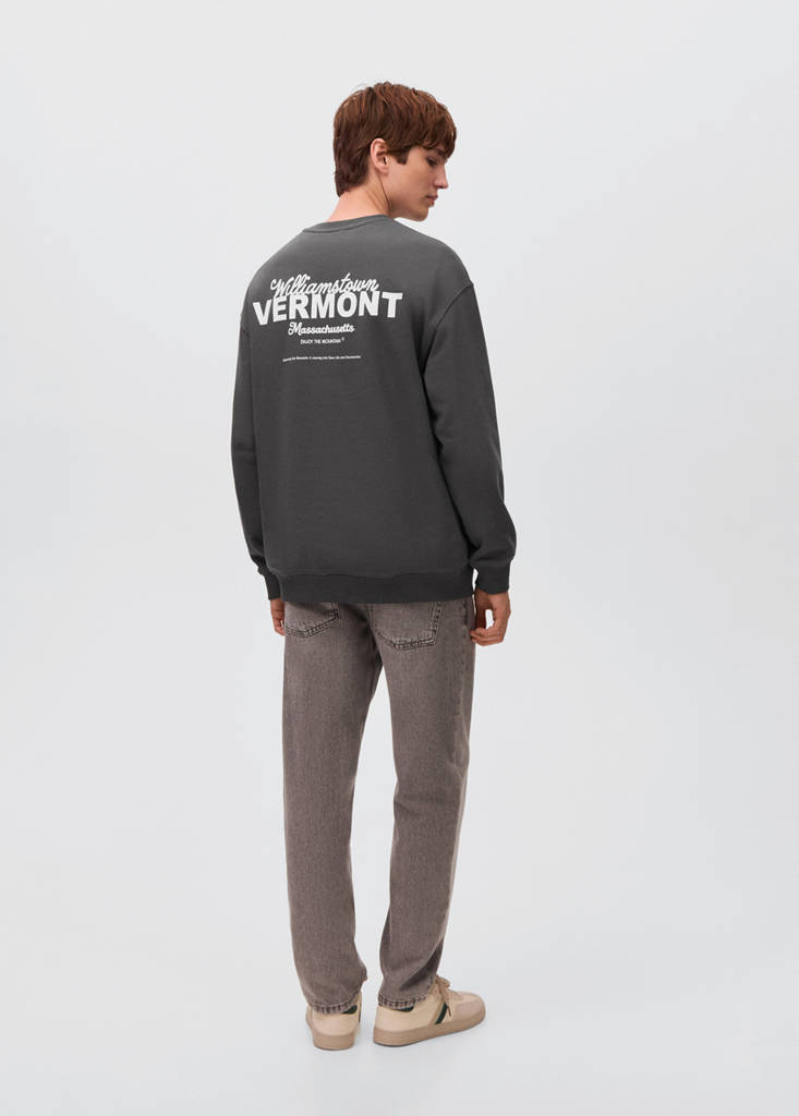 Printed cotton sweatshirt — Charcoal