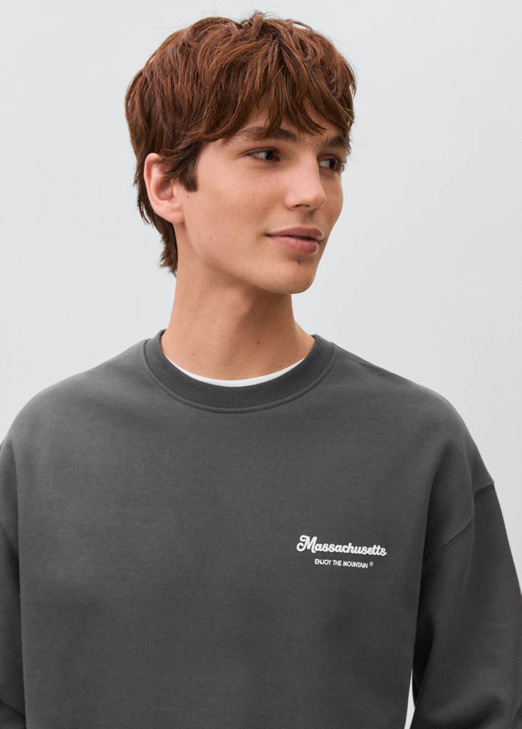 Printed cotton sweatshirt — Charcoal