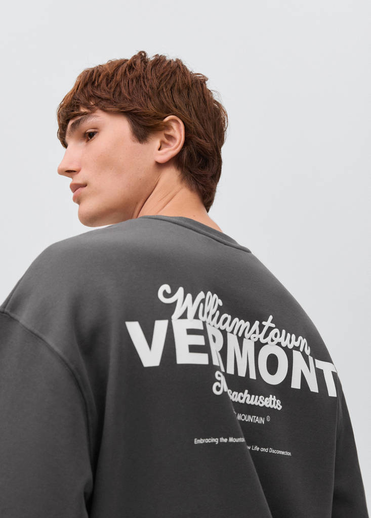Printed cotton sweatshirt — Charcoal