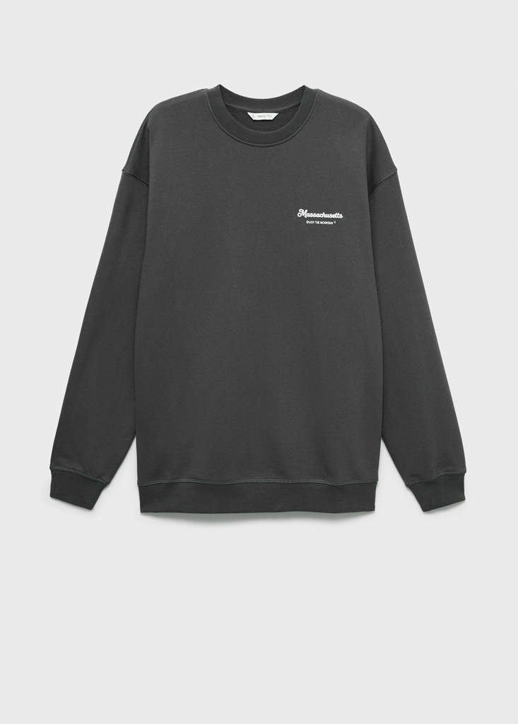Printed cotton sweatshirt — Charcoal