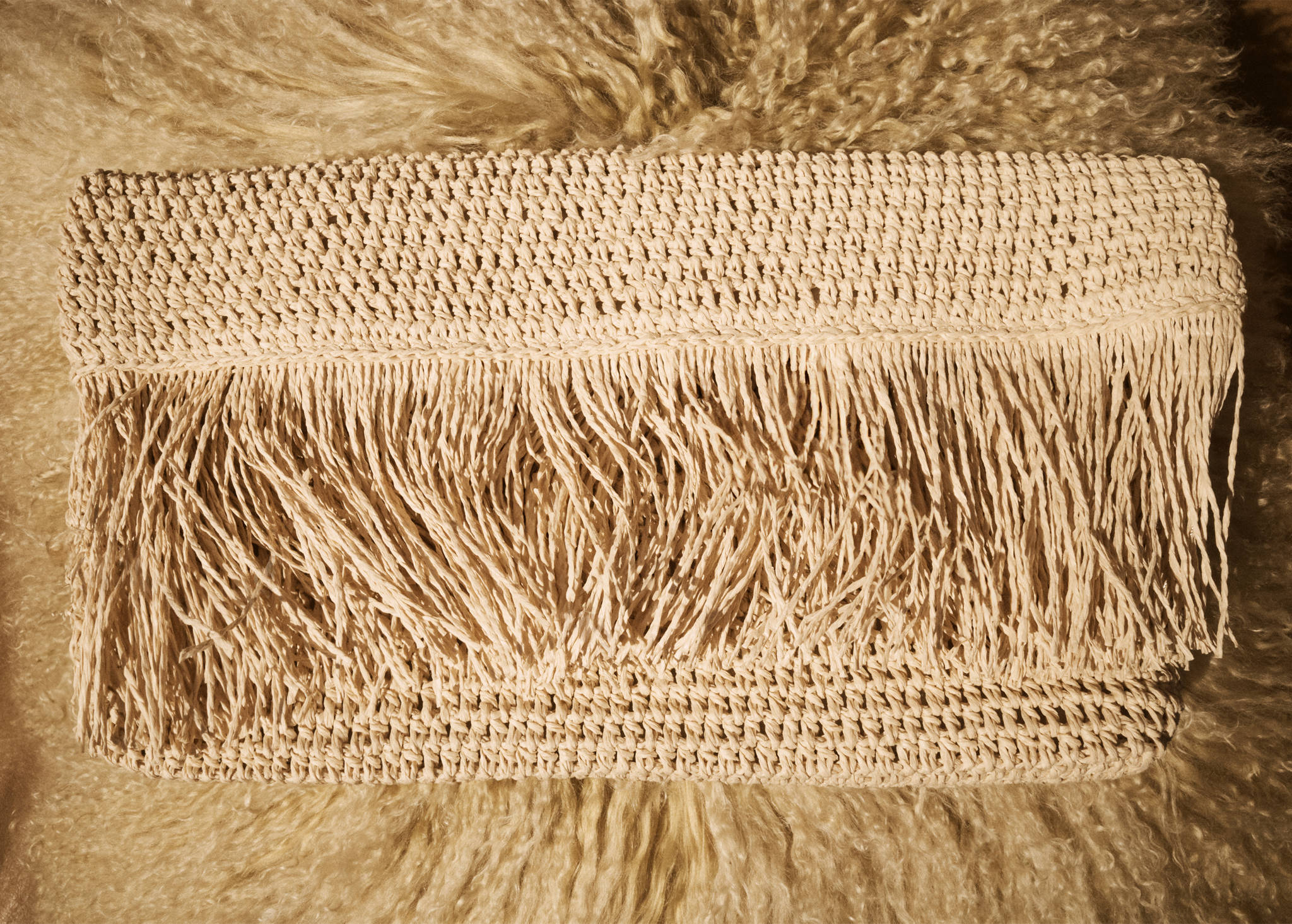 Natural fibre handbag with fringes - Panoramic plane