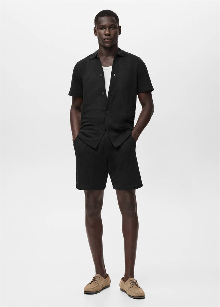 Structured knitted shorts — Black