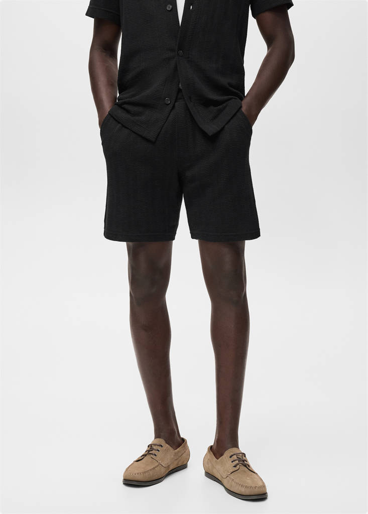 Structured knitted shorts — Black