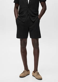 Structured knitted shorts — Black 1