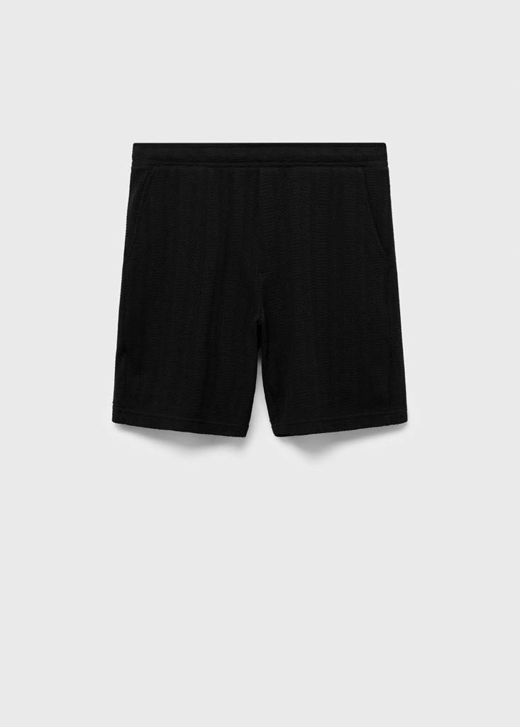 Structured knitted shorts — Black