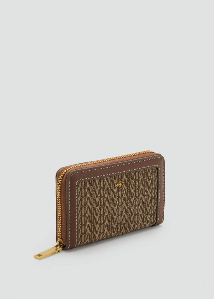 Medium jacquard wallet with logo — Chocolate