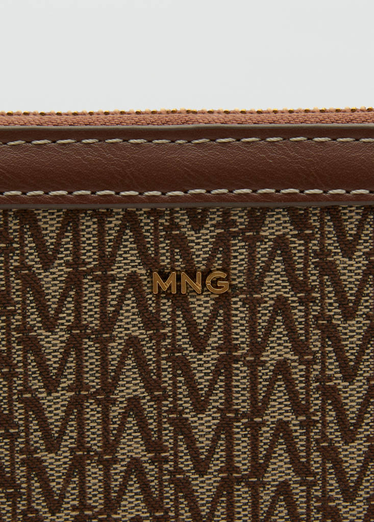 Medium jacquard wallet with logo — Chocolate