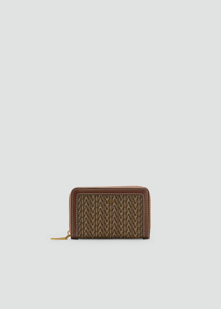 Medium jacquard wallet with logo — Chocolate
