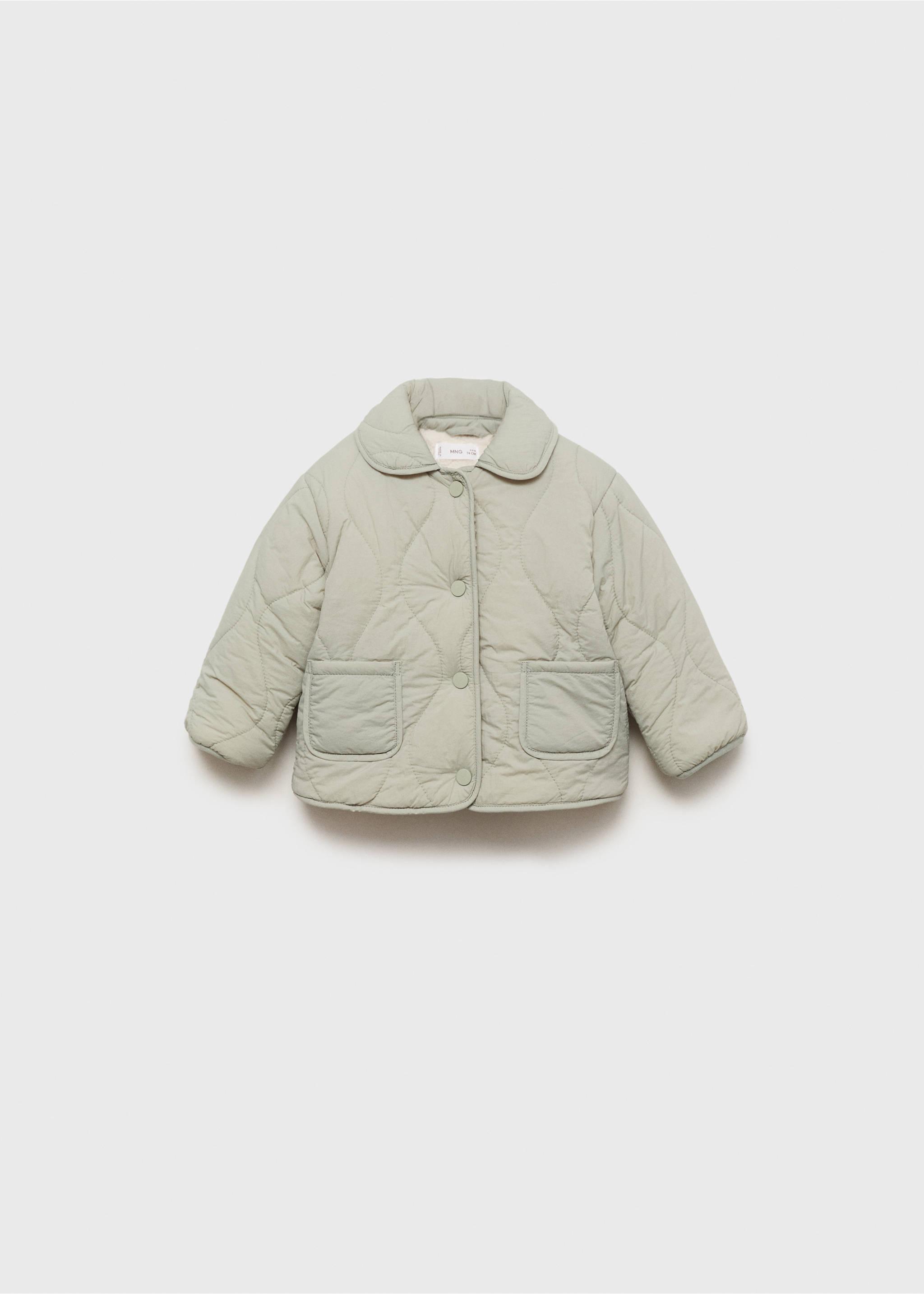 Padded anorak with shearling lining - Article without model, Pastel Green. Ref: 17063271-00.