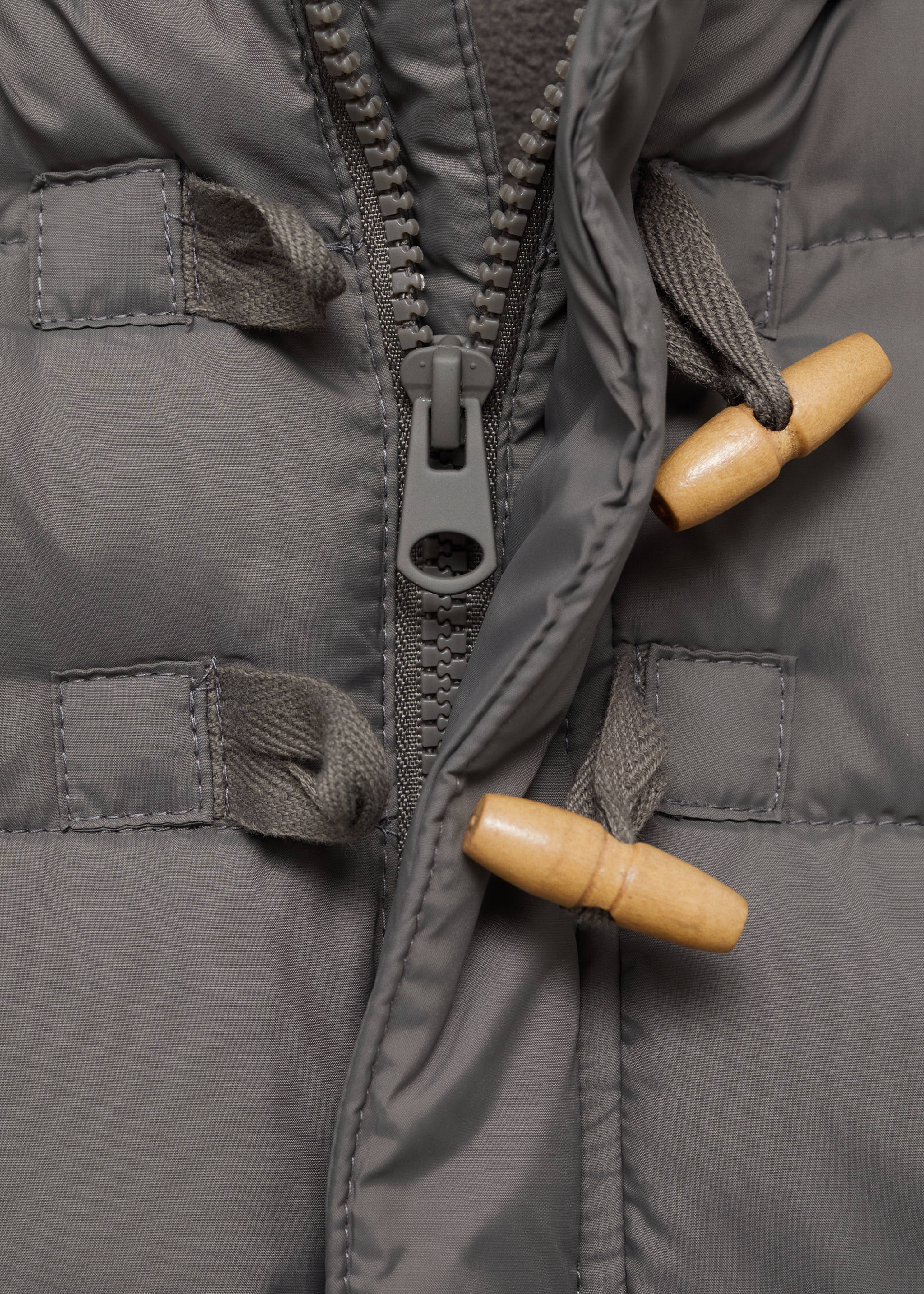 Puffer buttoned coat - Details of the article 8, Medium Brown. Ref: 17063272-00.