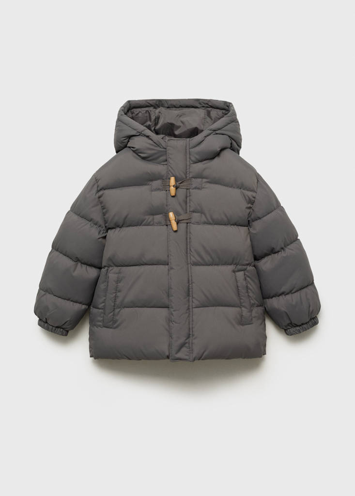 Puffer buttoned coat — Medium Brown