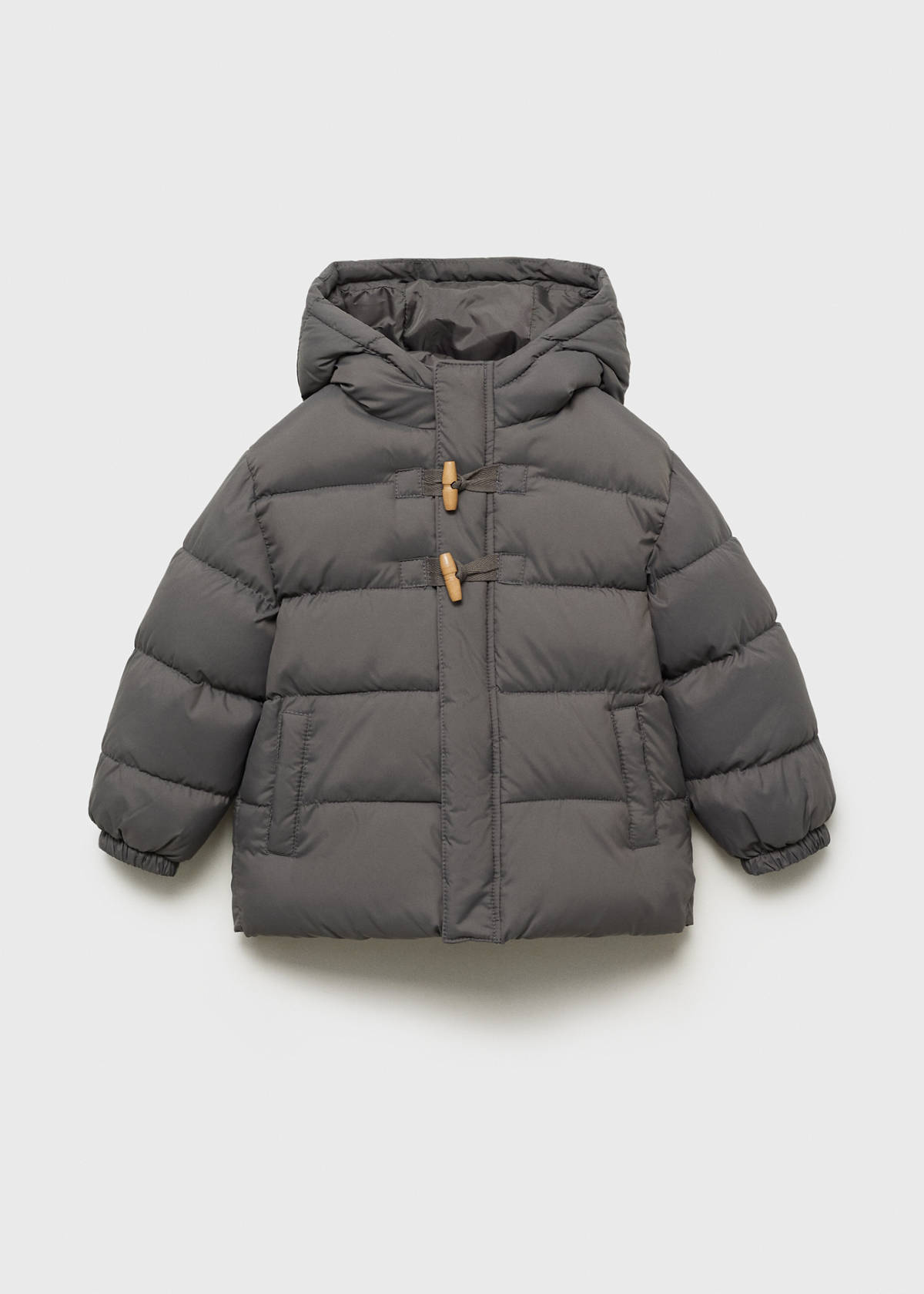 Puffer buttoned coat — Medium Brown