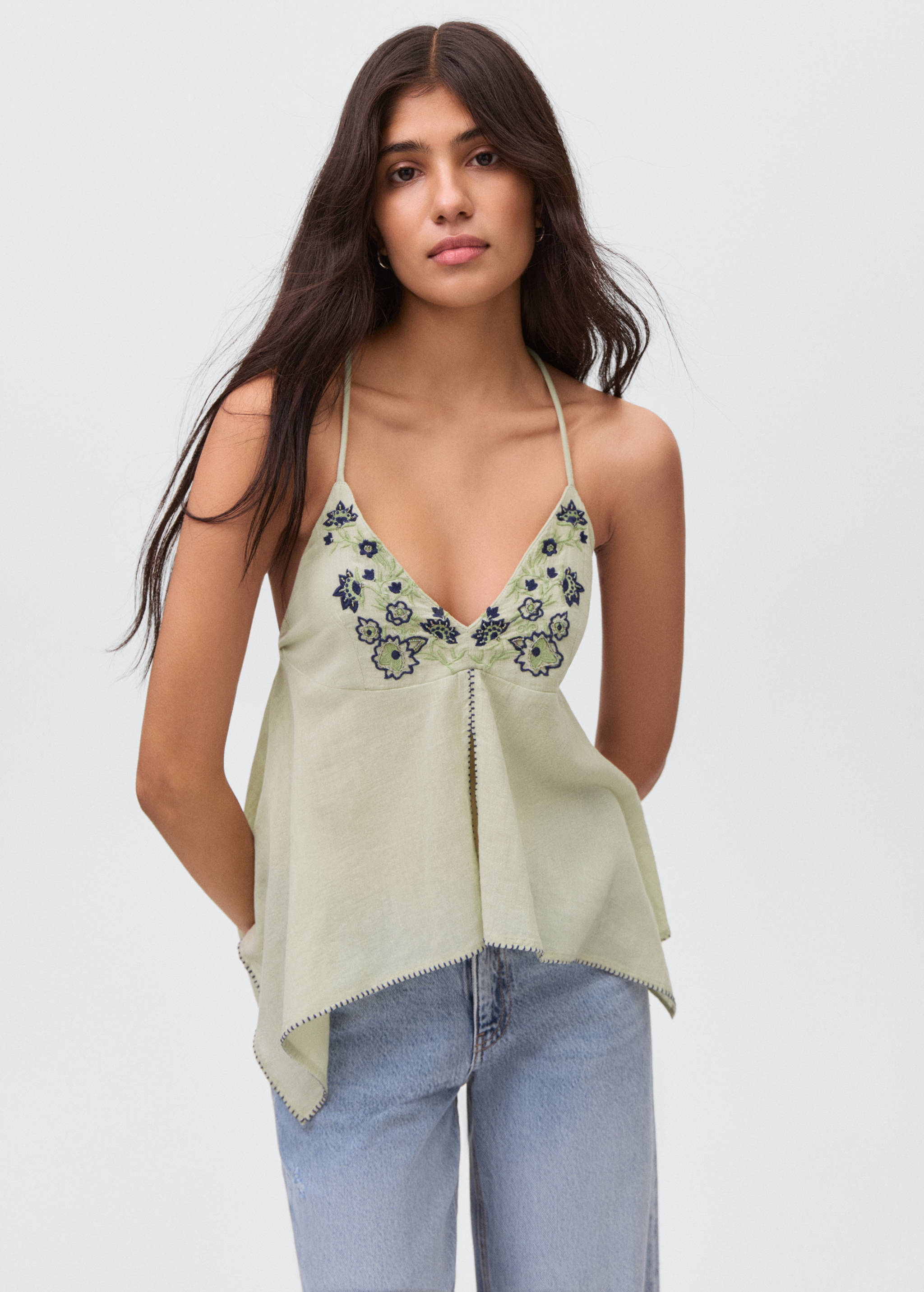 Bead embroidered top - Medium plane