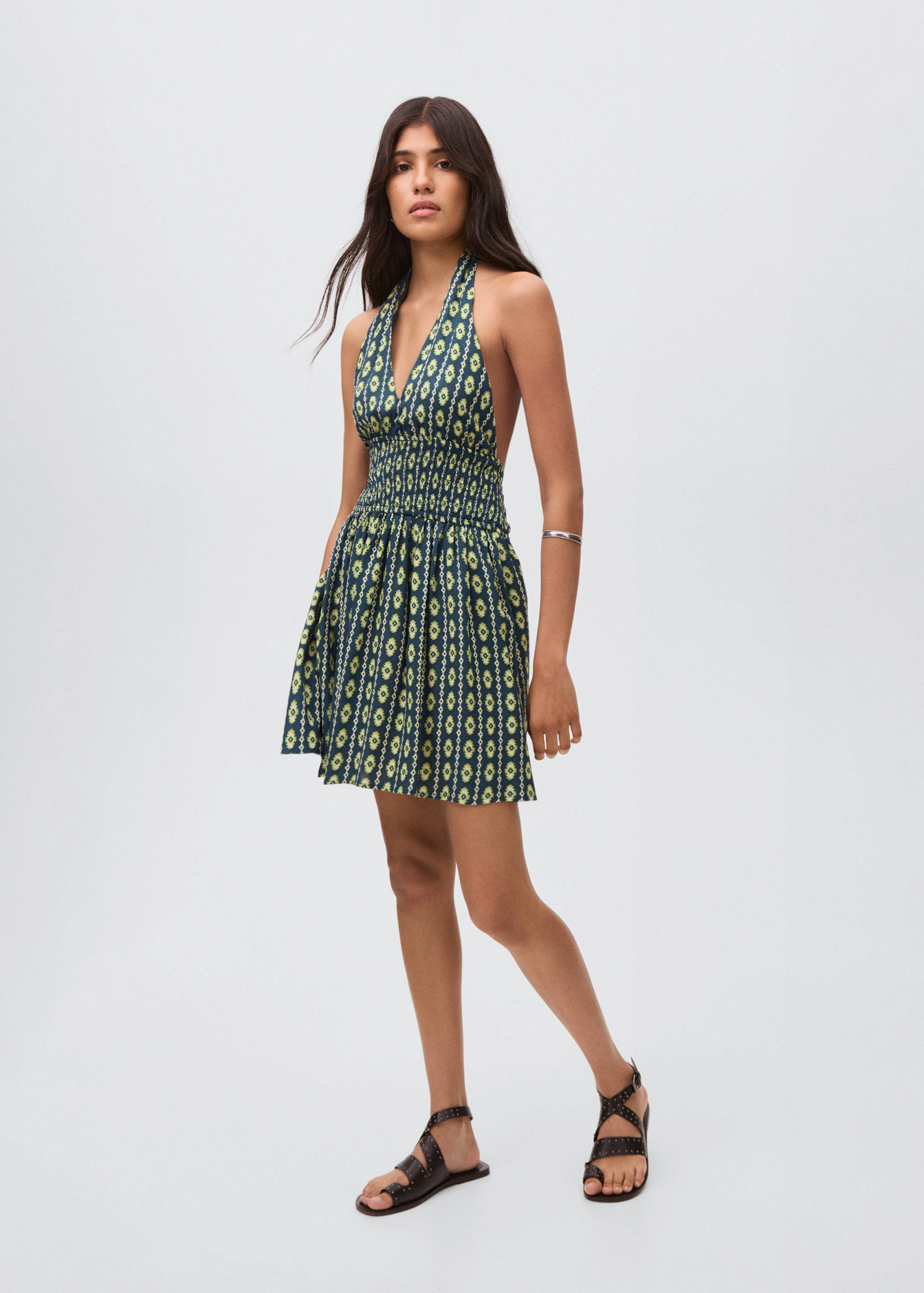 Printed halter-neck dress - General plane