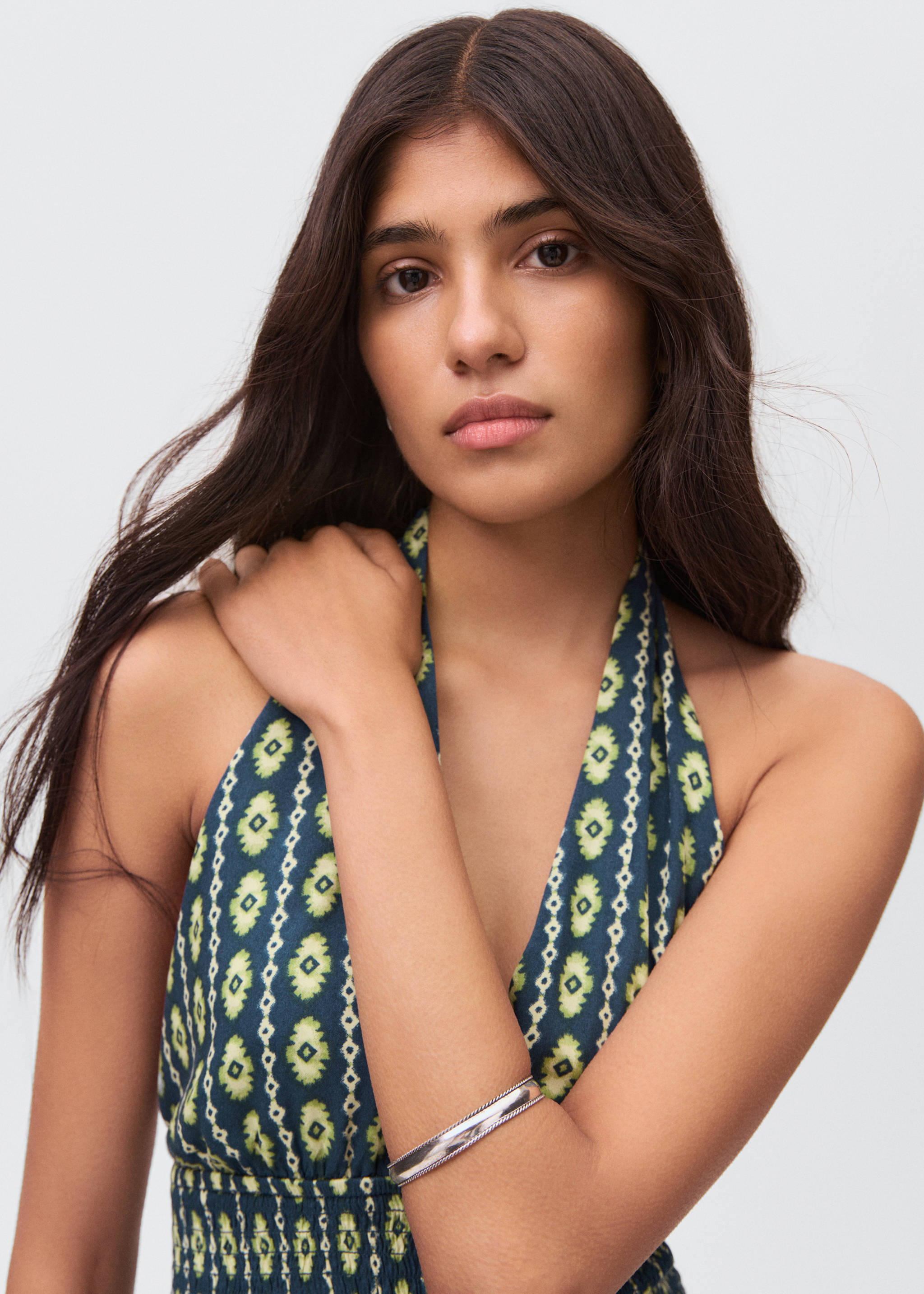 Printed halter-neck dress - Details of the article 1