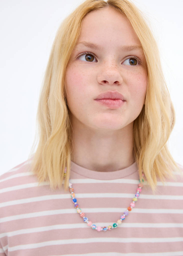Striped short-sleeved t-shirt — Pink