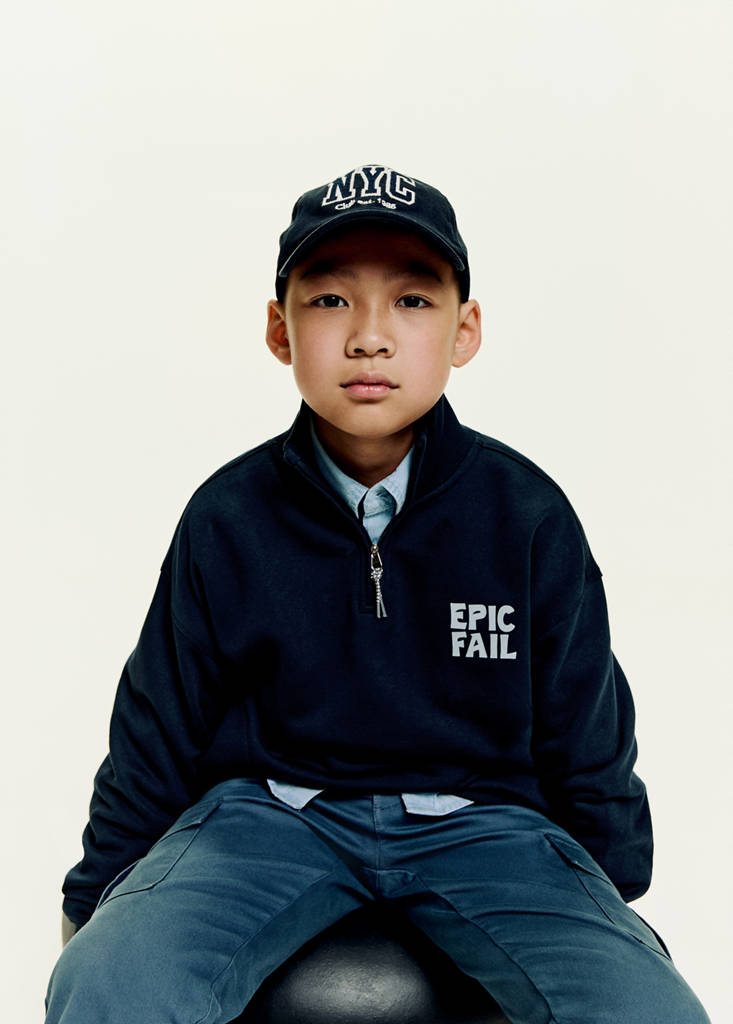 MANGO KIDS - Sweat-shirt coton imprimé bleu marine - 13-14 ans - Garçon