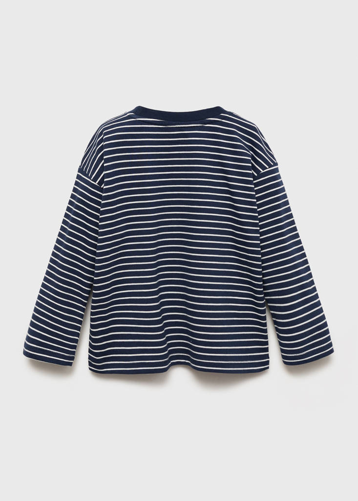 Striped cotton T-shirt — Navy
