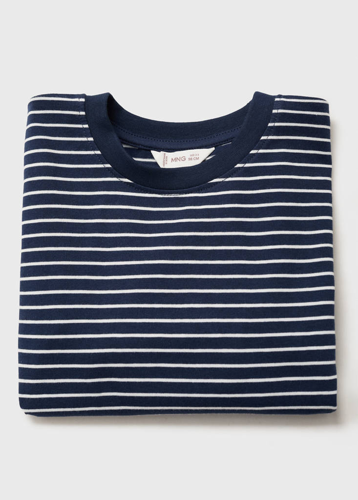 Striped cotton T-shirt — Navy