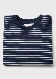Striped cotton T-shirt — Navy 4